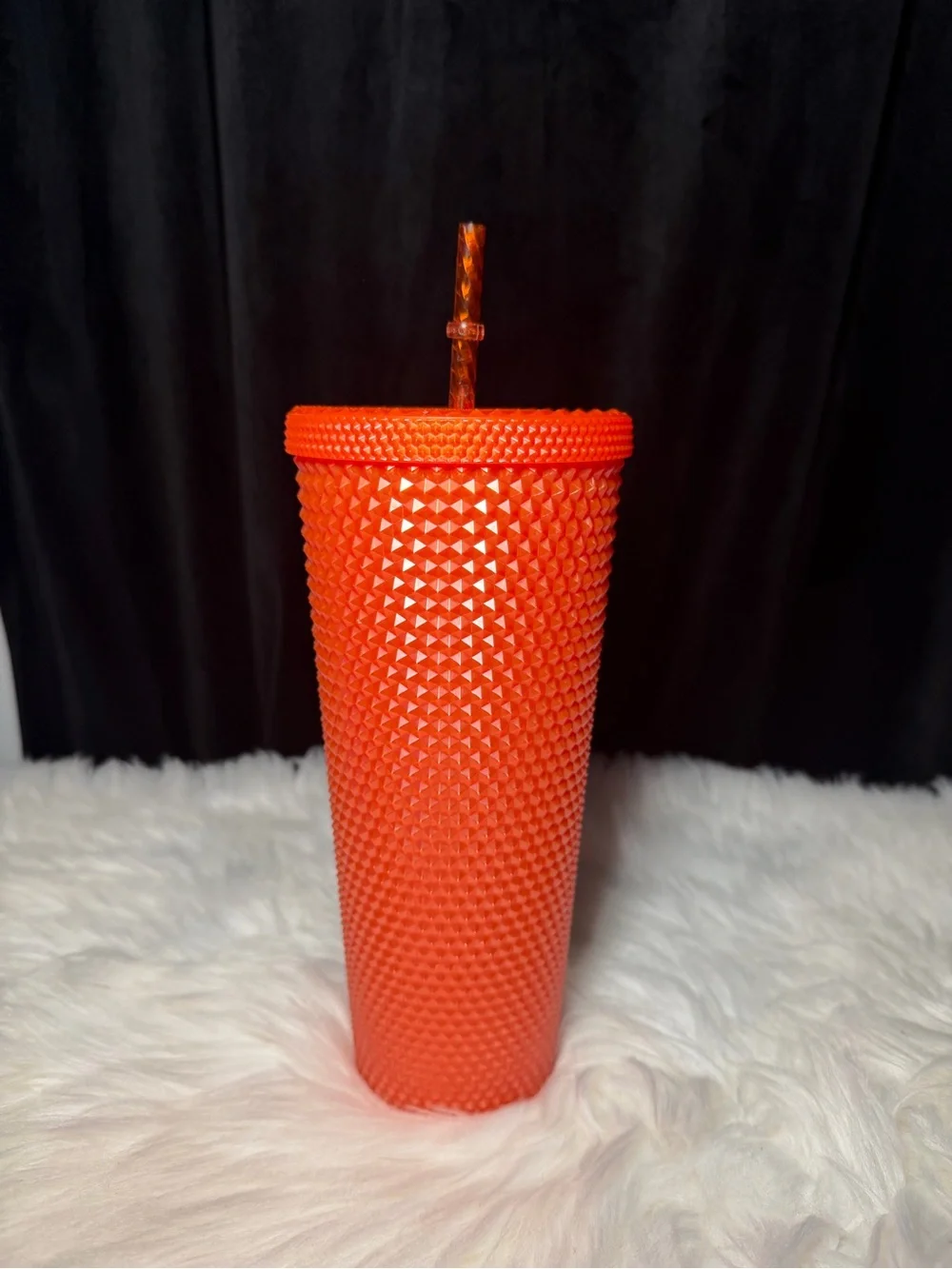 Starbucks 2022 Halloween Orange Studded Cold Cup Tumbler with Straw